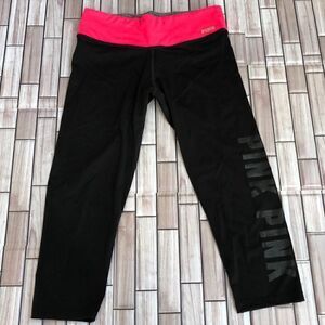 Victoria’s Secret PINK Cropped Black Pink Yoga Running Tights Leggings Women’s S
